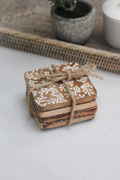 set of 4 wooden coasters