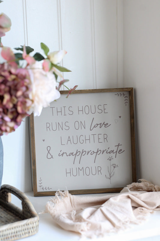 Rustic This House Runs on Love, Laughter... Plaque