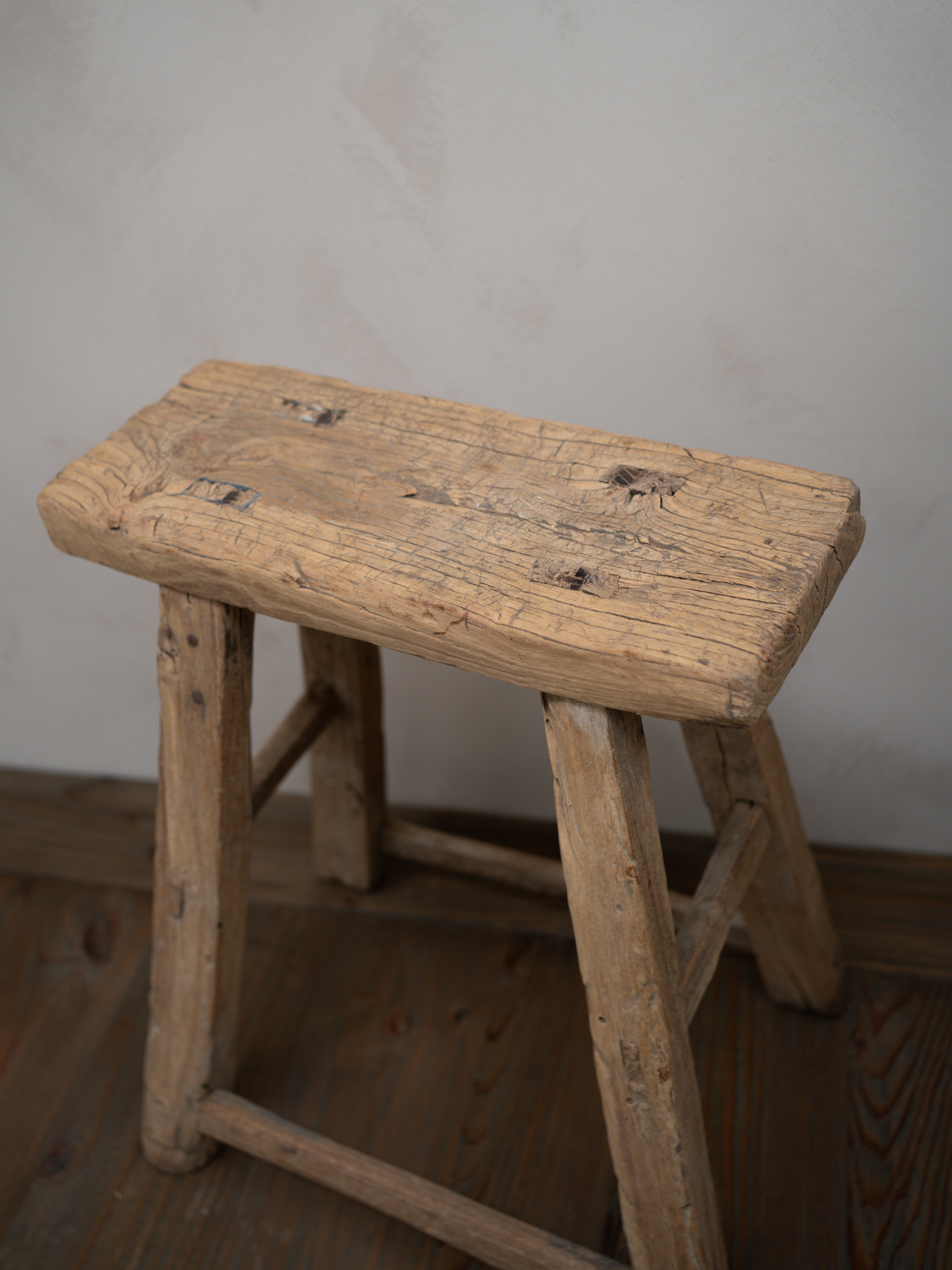 Tall Reclaimed Wooden Milking Stool - Style I