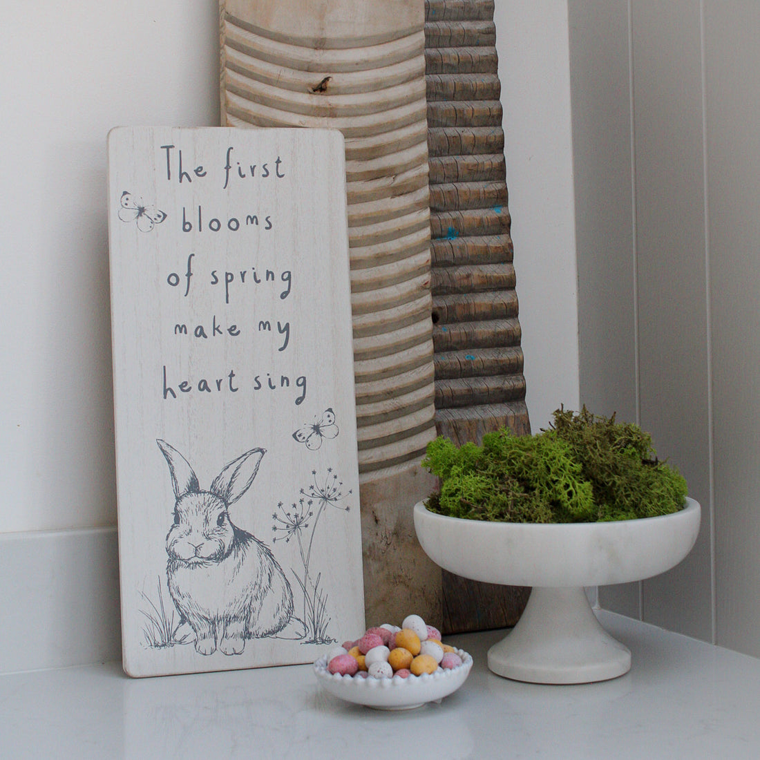 The First Blooms of Spring Bunny Plaque