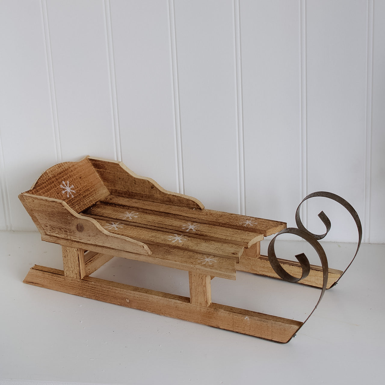 Rustic Snowflake Sledge With Curly Runners