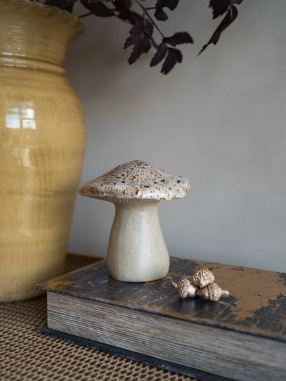 Beige Glazed Mushroom Ornament