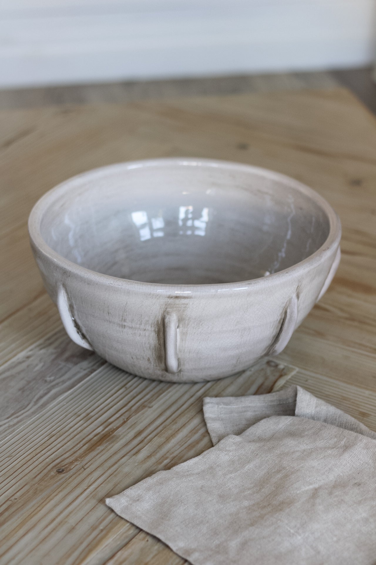 up close of nude ceramic bowl