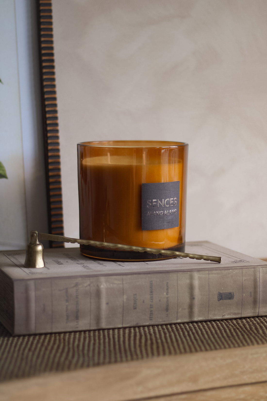 amber glass candle