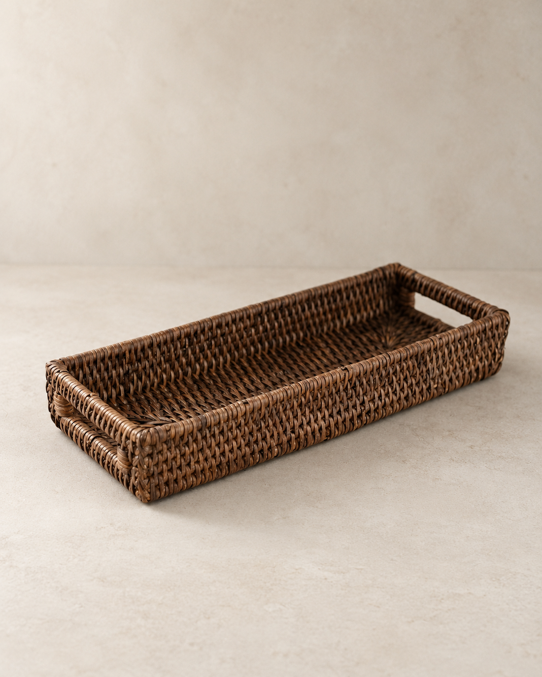 Antique Brown Rattan Narrow Tray
