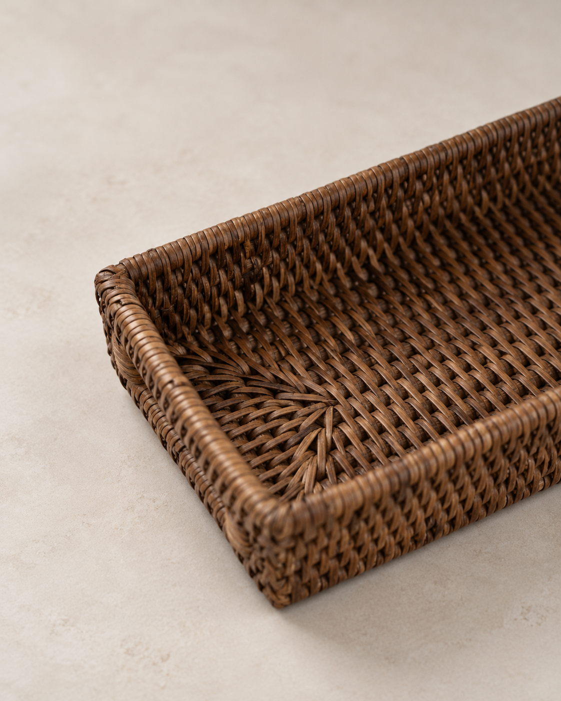 Antique Brown Rattan Narrow Tray