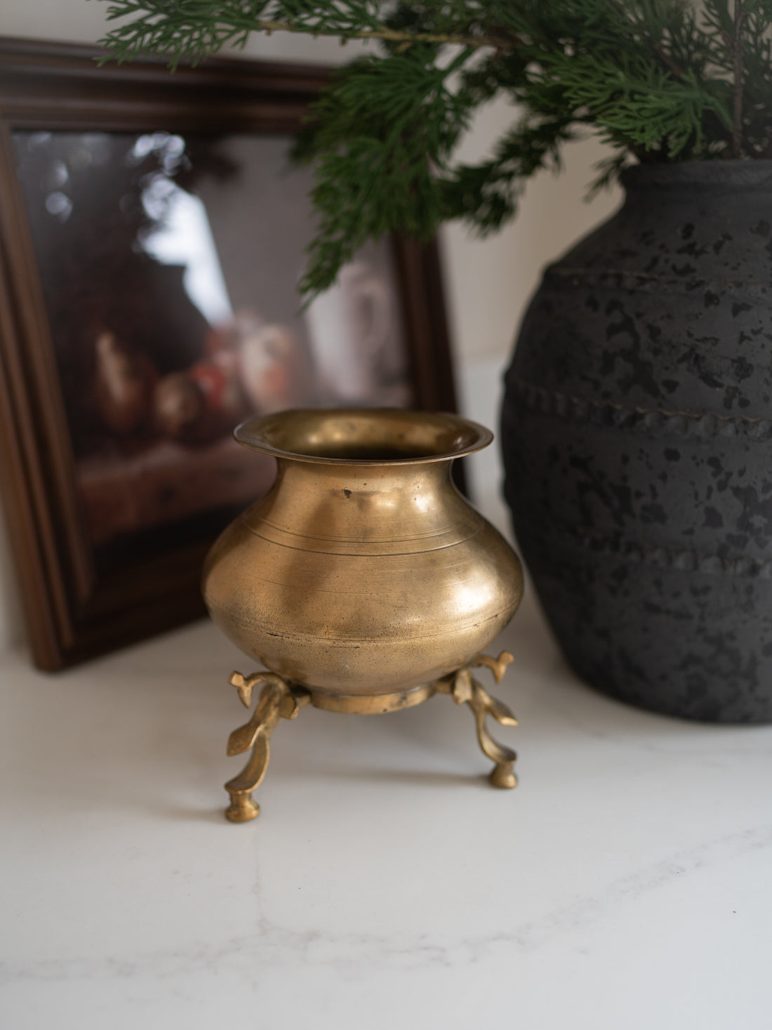 Antique Decorative Brass Pot on Legs