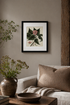 antique botanical style black wooden framed art work