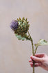 Faux Flocked Thistle Spray with Leaves