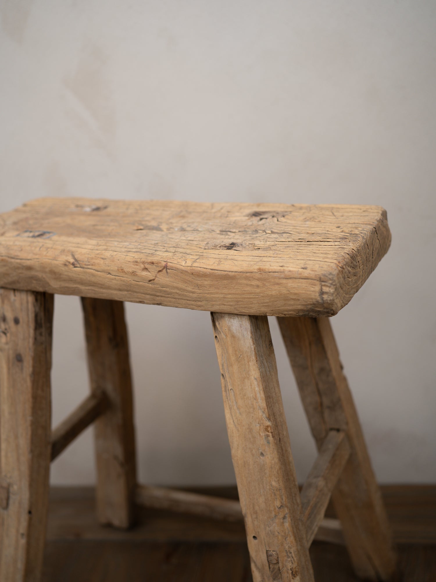 Tall Reclaimed Wooden Milking Stool - Style I