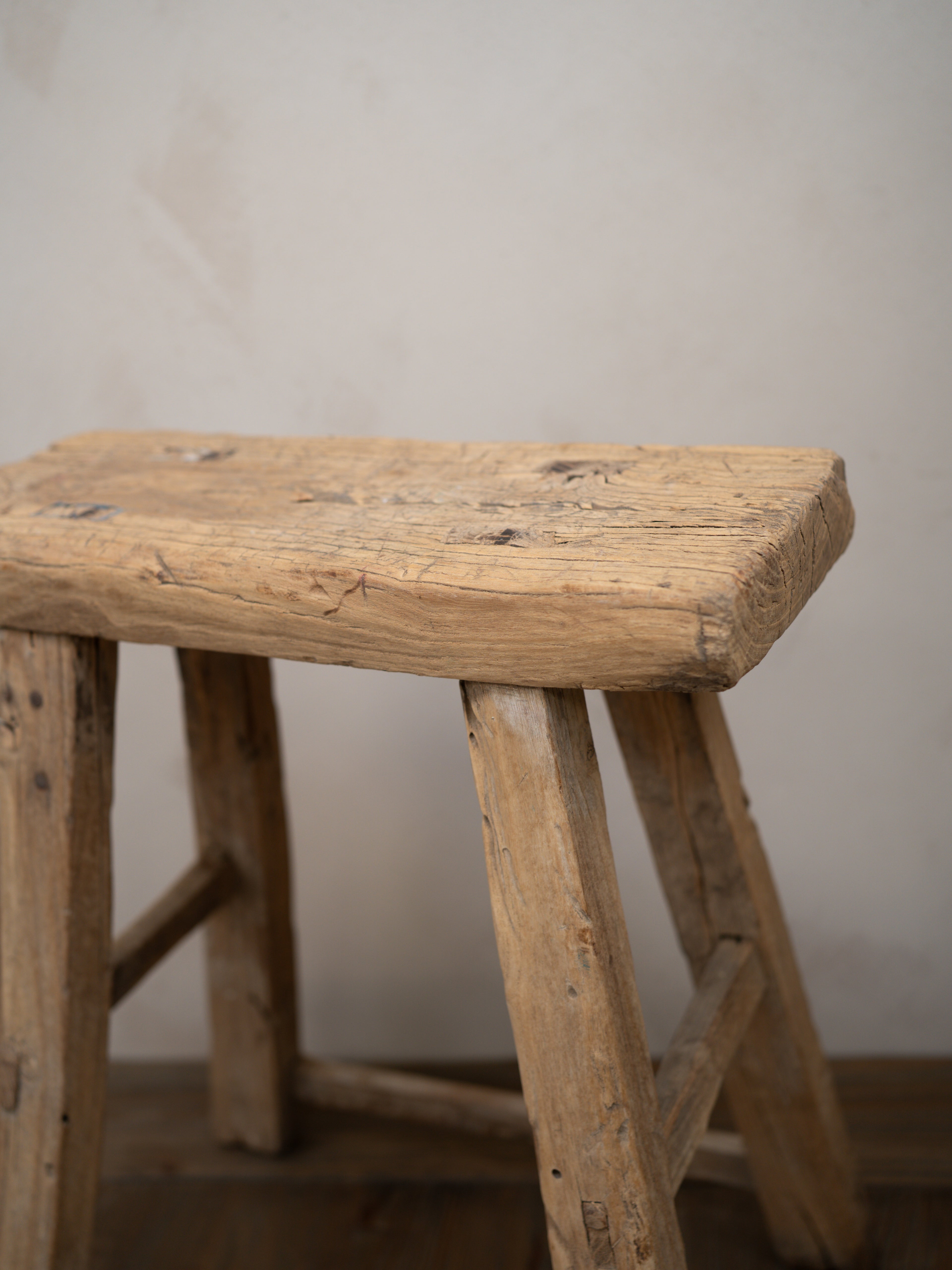Tall Reclaimed Wooden Milking Stool - Style I