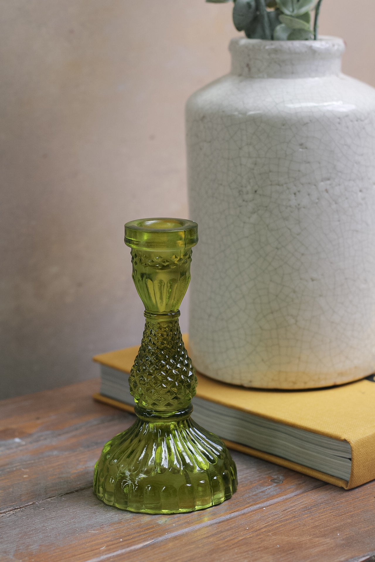 Moss Textured Glass Candle Holder