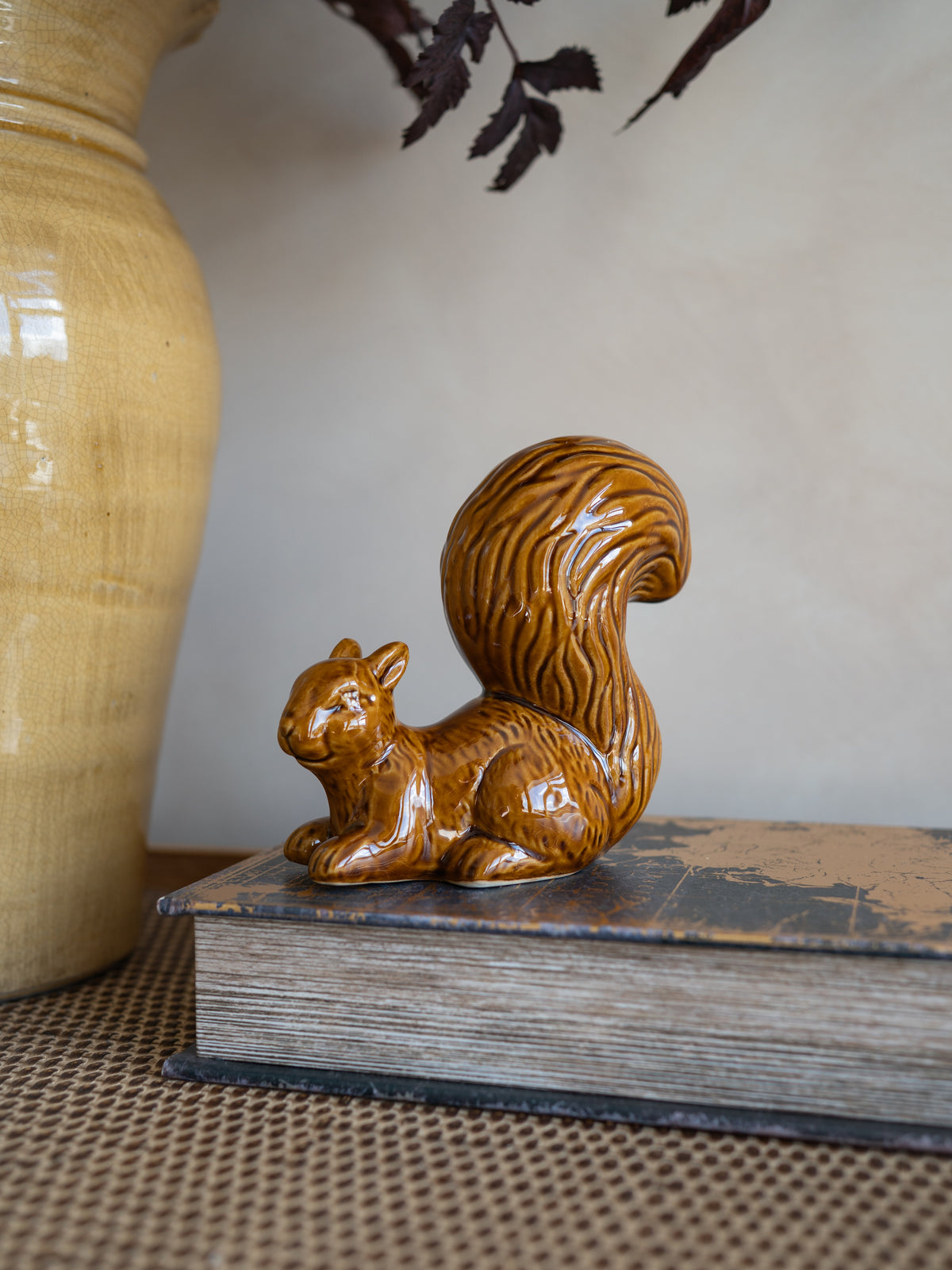 Brown Ceramic Squirrel Ornament
