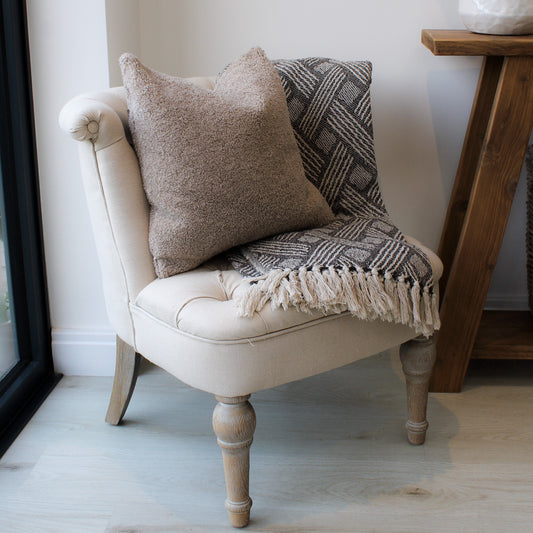 Grey Woven Patterned Throw