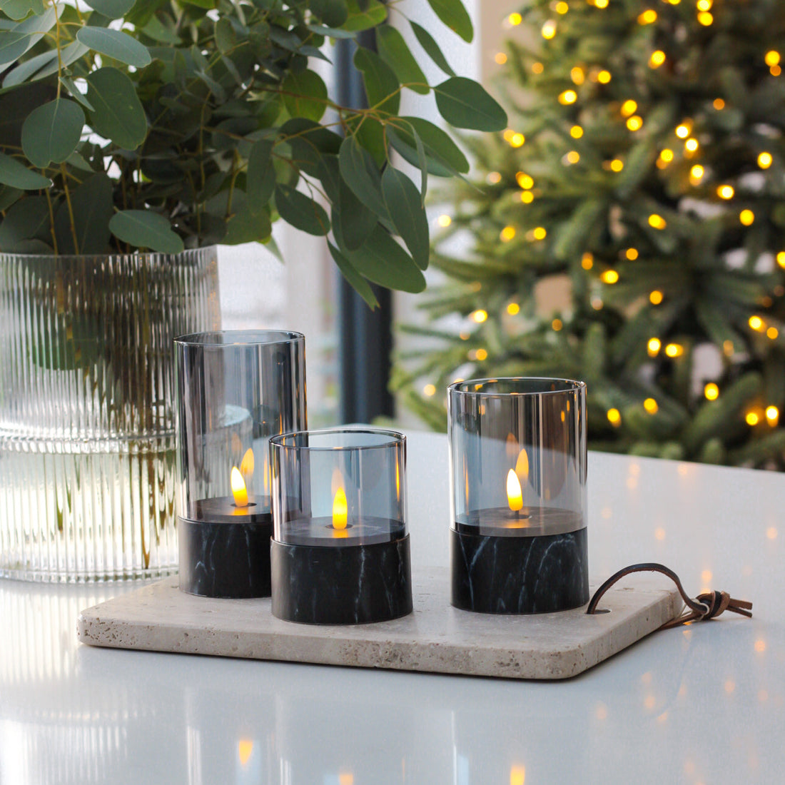 Marble Effect LED Candles | Set of 3