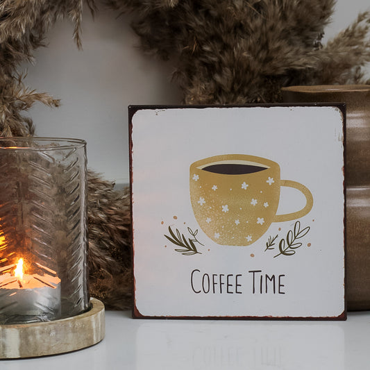 Coffee Time Metal Plaque