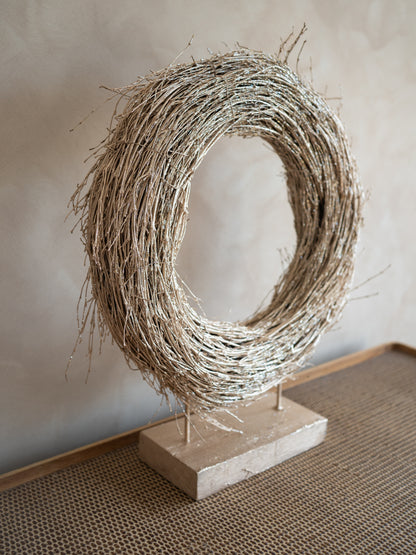Rustic Champagne Wreath on Stand