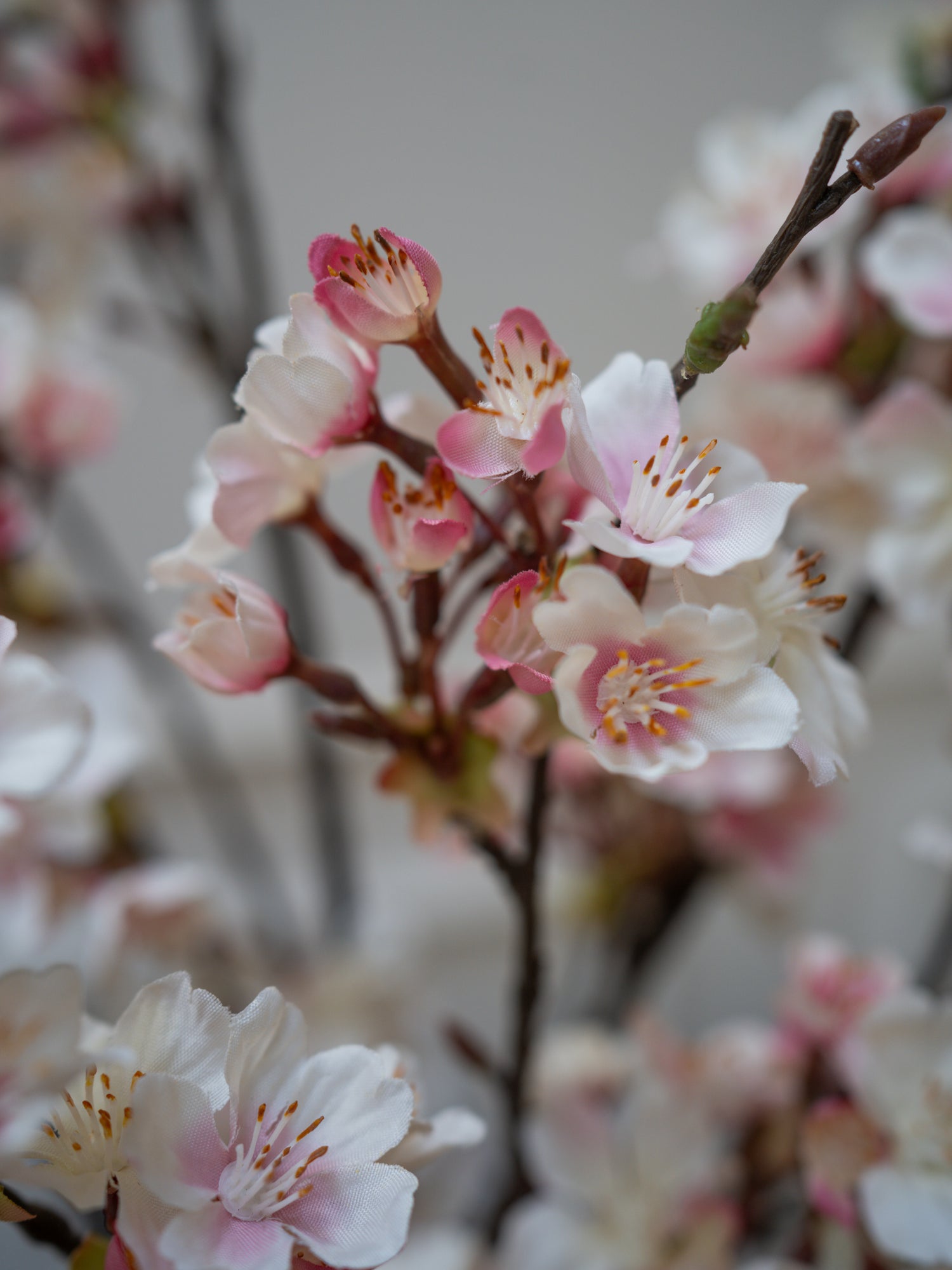 Faux Pink Ruffled Cherry Blossom Spray