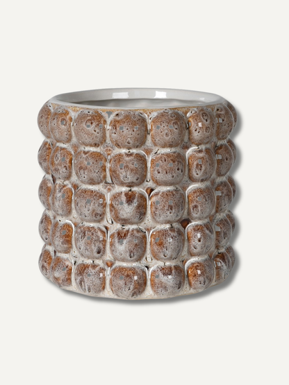 Beige Bobble Reactive Glazed Plant Pot