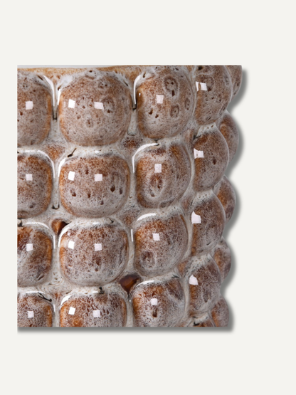up close of Beige Bobble Reactive Glazed Plant Pot