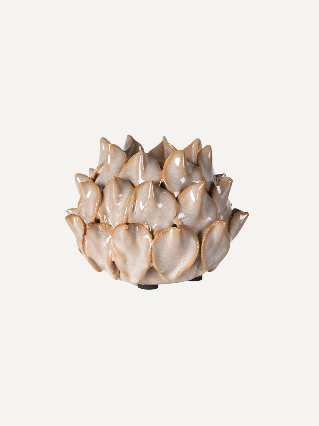 Beige Lotus Ceramic Candle Holder