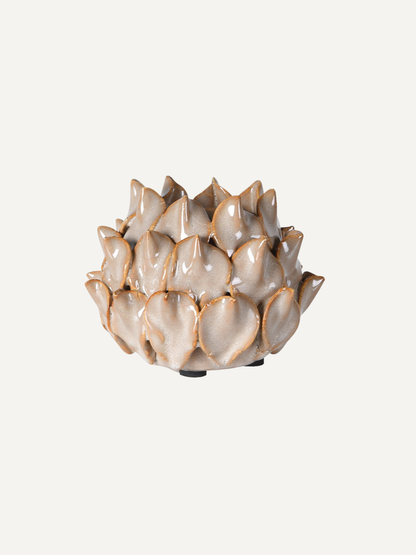 Beige Lotus Ceramic Candle Holder