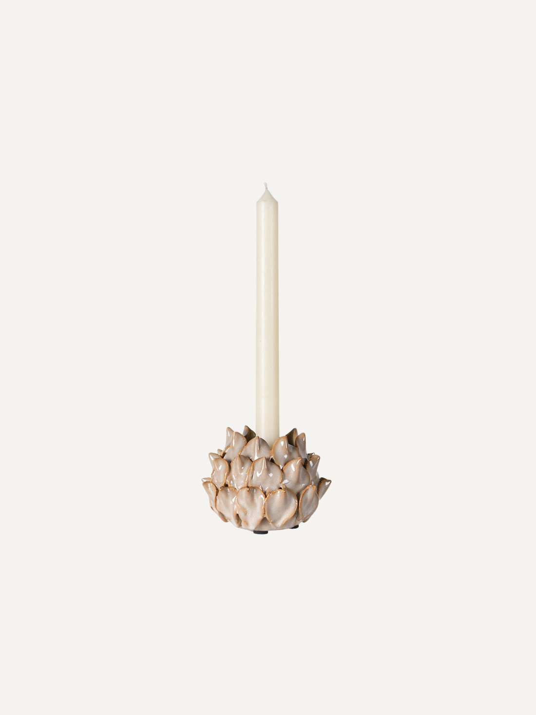 Beige Lotus Ceramic Candle Holder