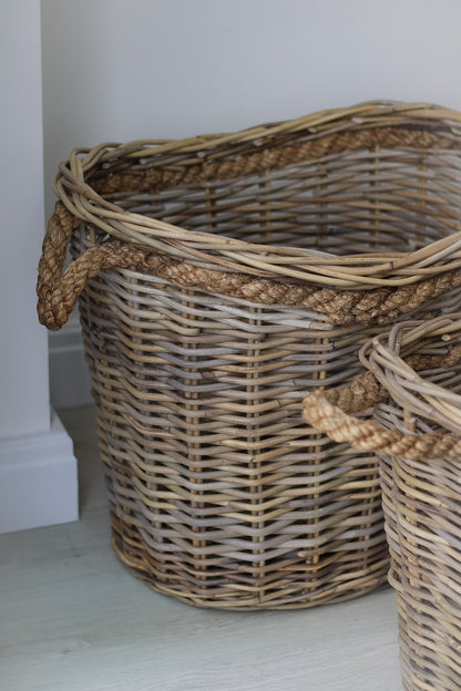 side of rattan basket