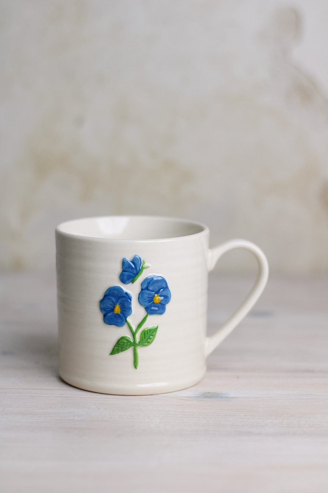 Blue Viola Floral Stoneware Mug