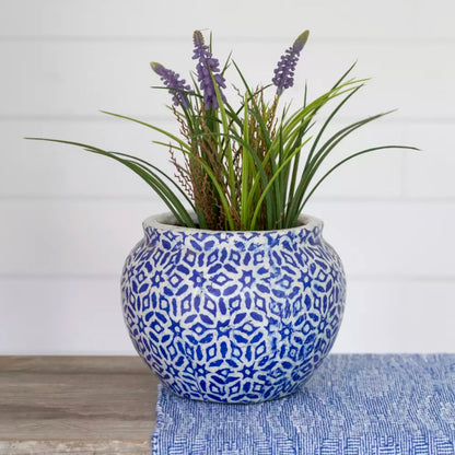 Blue and White Rustic Planter