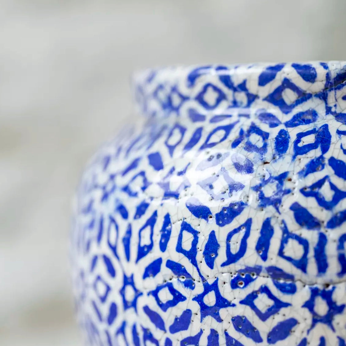 Blue and White Rustic Planter