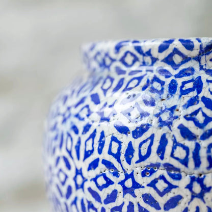 Blue and White Rustic Planter