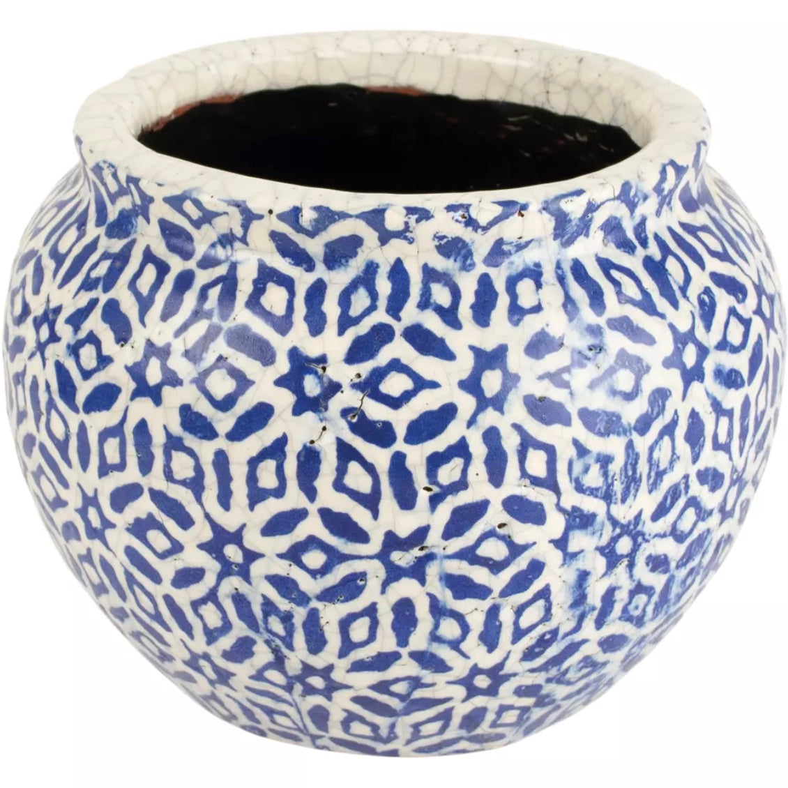 Blue and White Rustic Planter