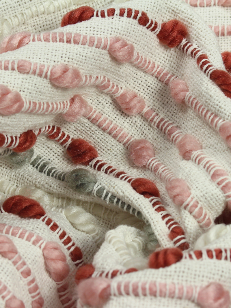 Blush Bobble and Stripe Throw