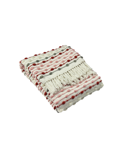 Blush Bobble and Stripe Throw