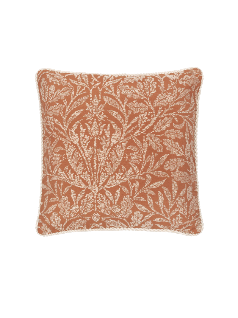 Brick Acorn Branch Tonal Jacquard Cushion