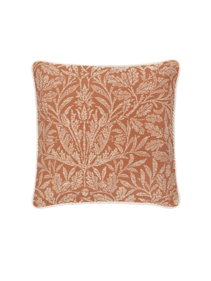 Brick Acorn Branch Tonal Jacquard Cushion