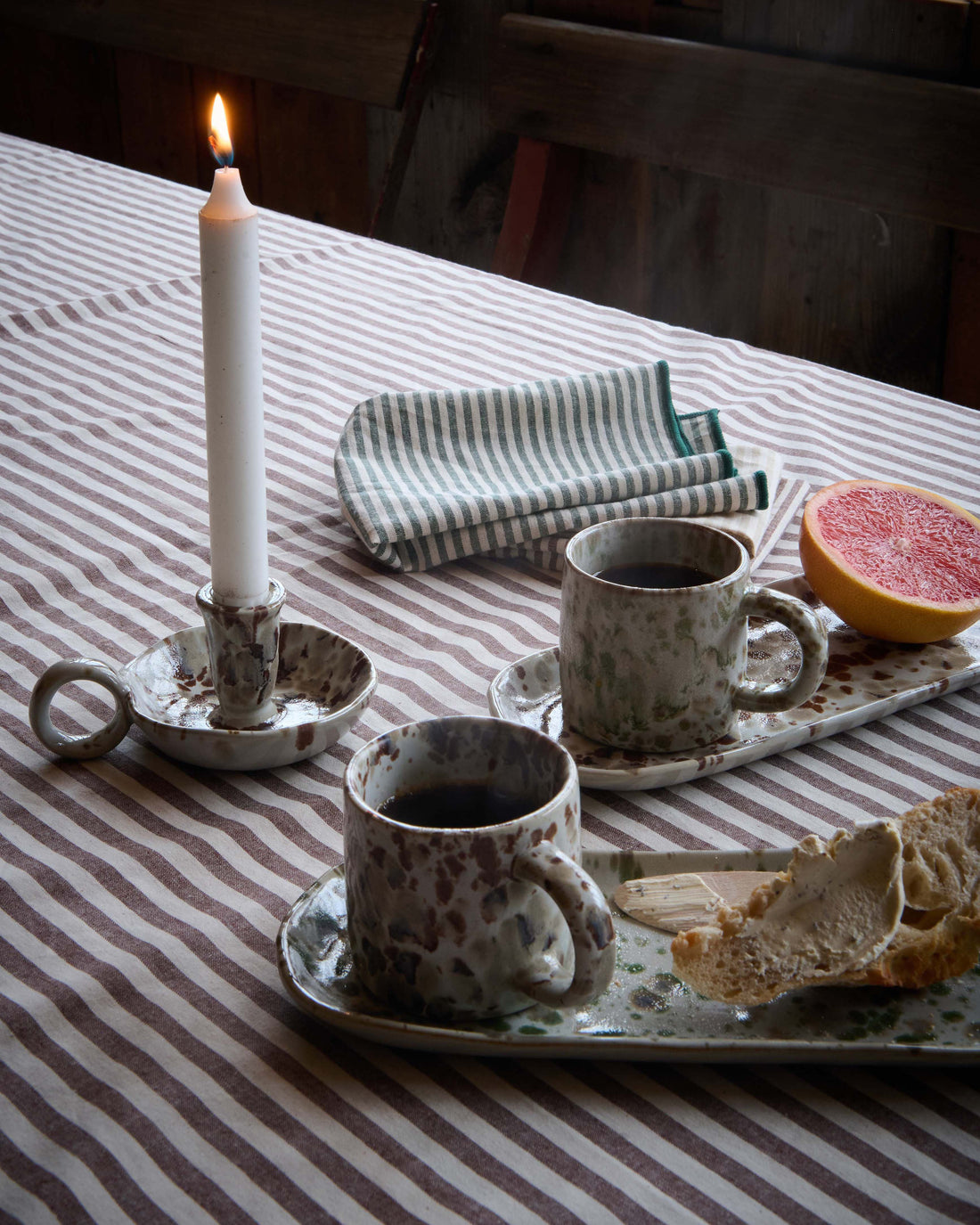Brown Melange Porcelain Candle Holder