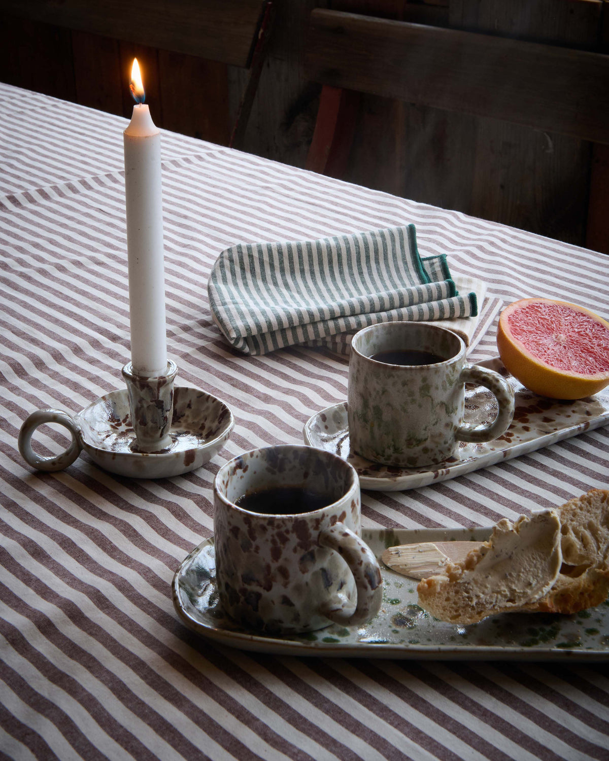 Brown Melange Porcelain Candle Holder