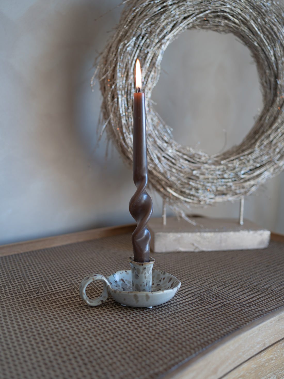 Brown Melange Porcelain Candle Holder