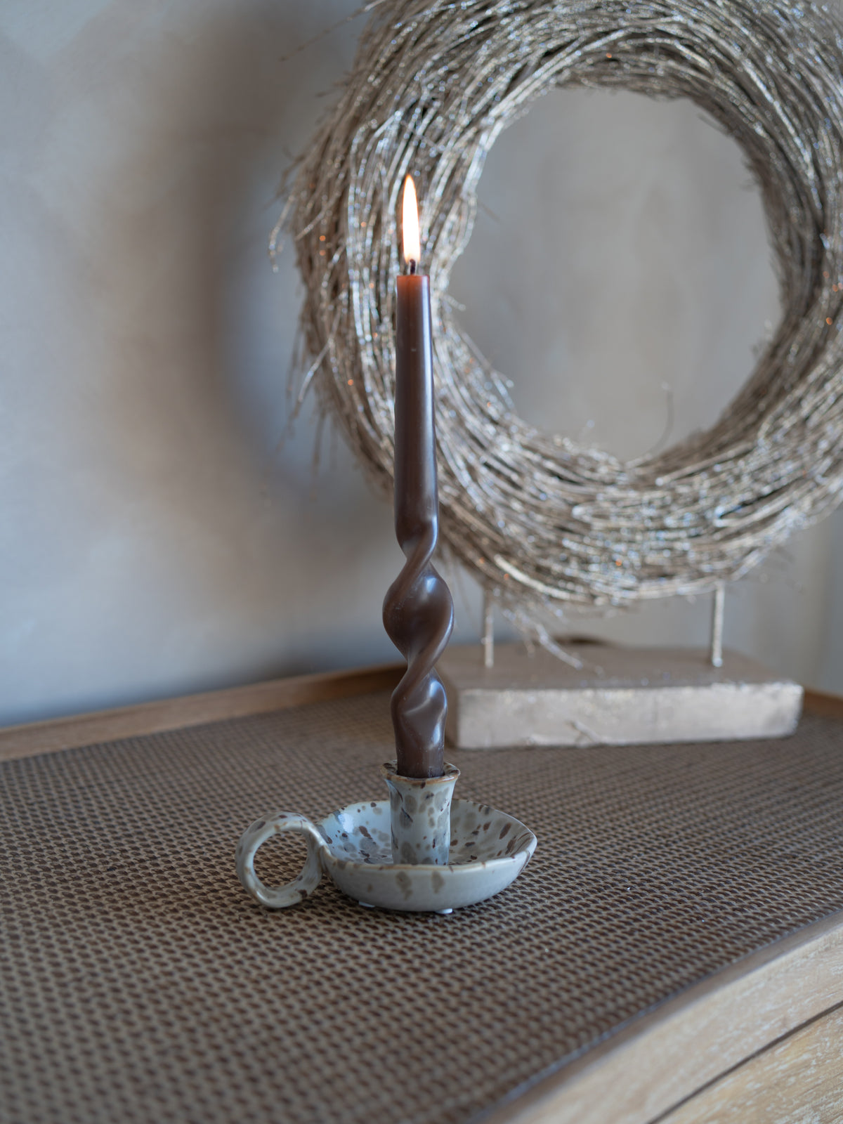 Brown Melange Porcelain Candle Holder