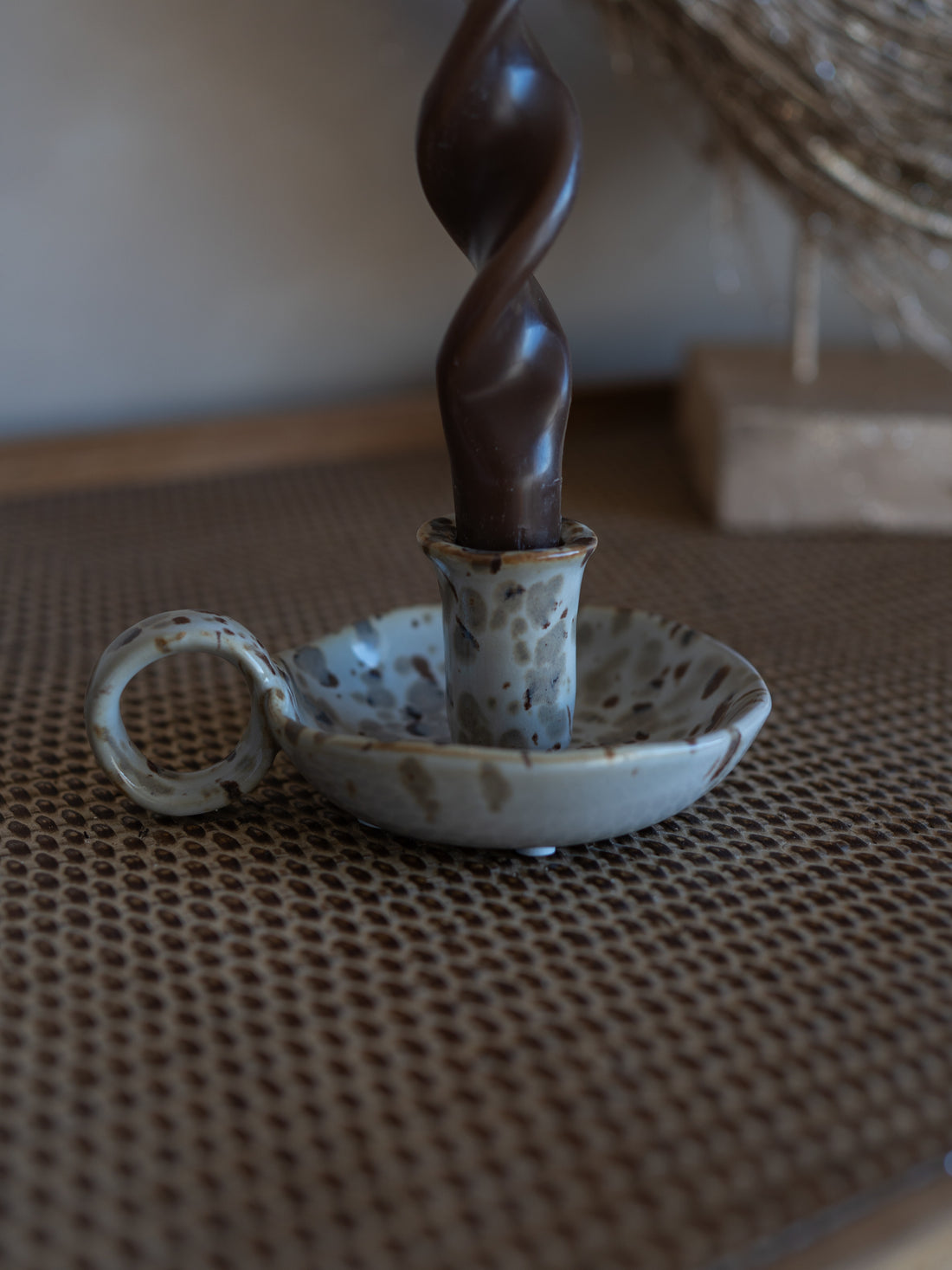 Brown Melange Porcelain Candle Holder