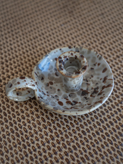 Brown Melange Porcelain Candle Holder
