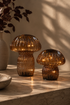 Warm brown toned tabletop led mushroom lamps