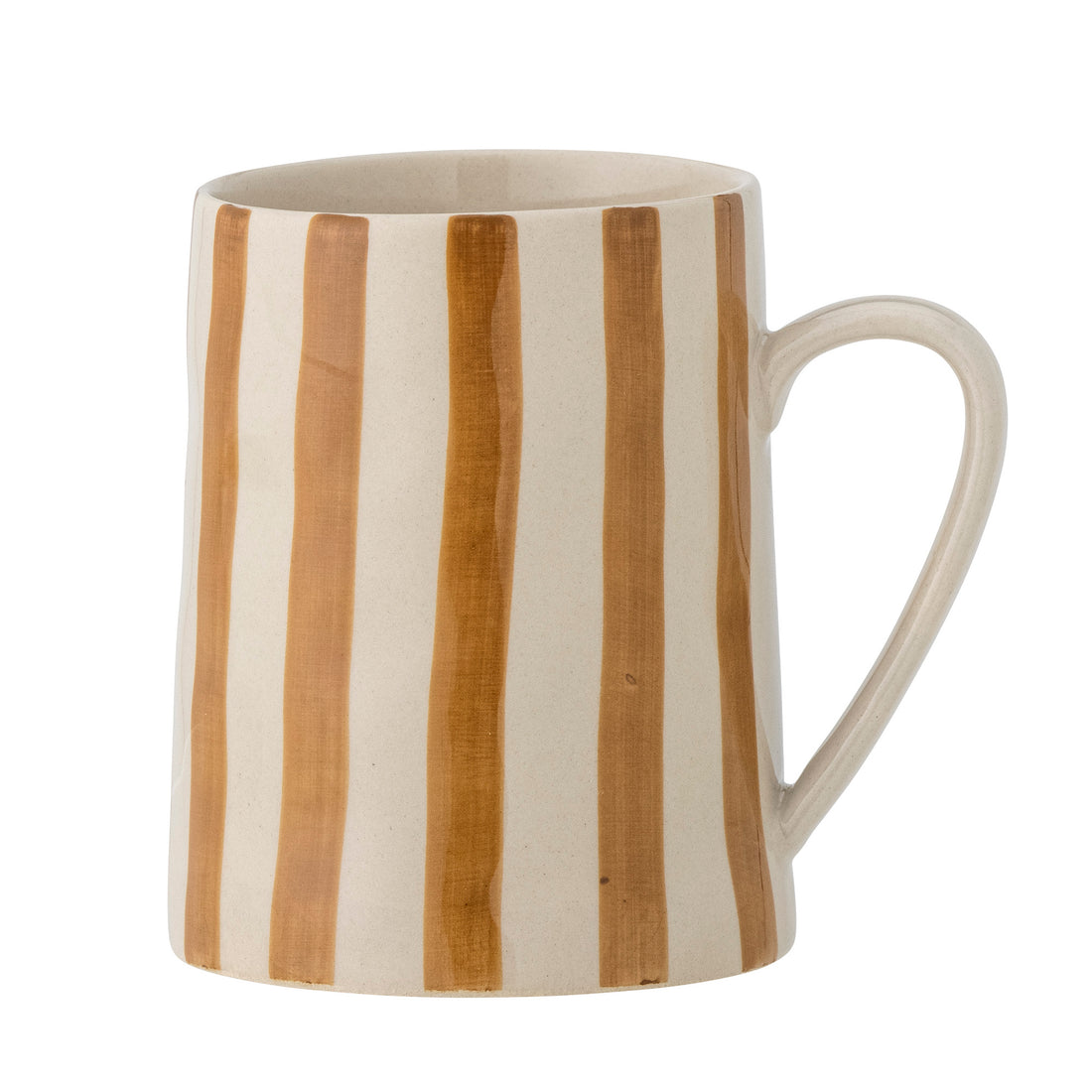 Brown Striped Stoneware Mug