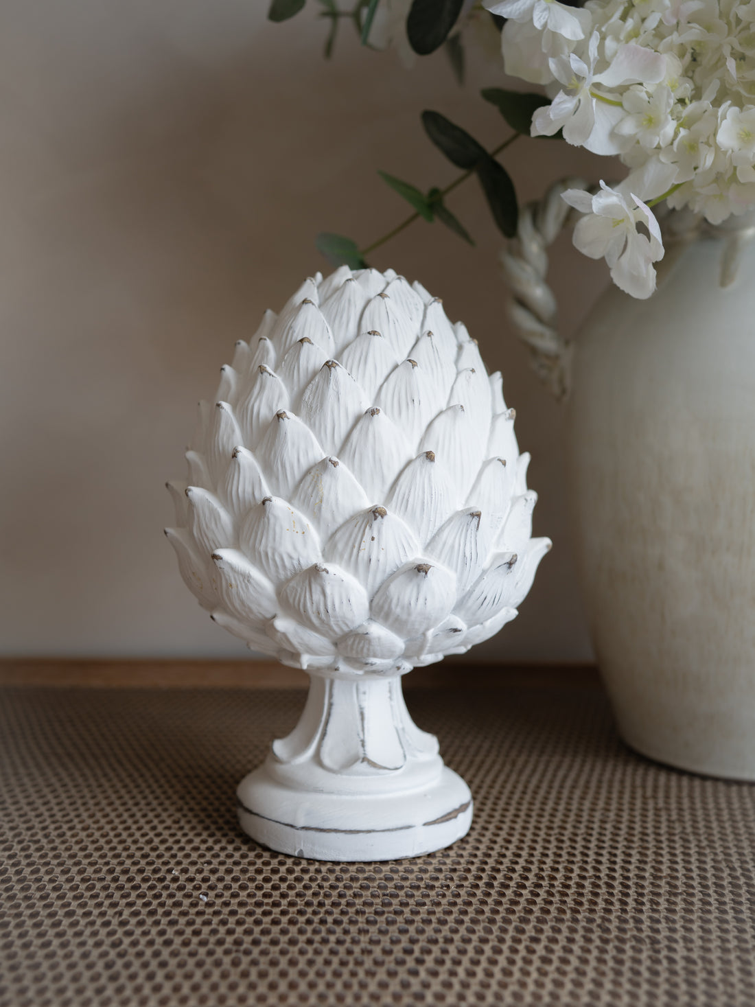 White Rustic Artichoke Decorative Ornament