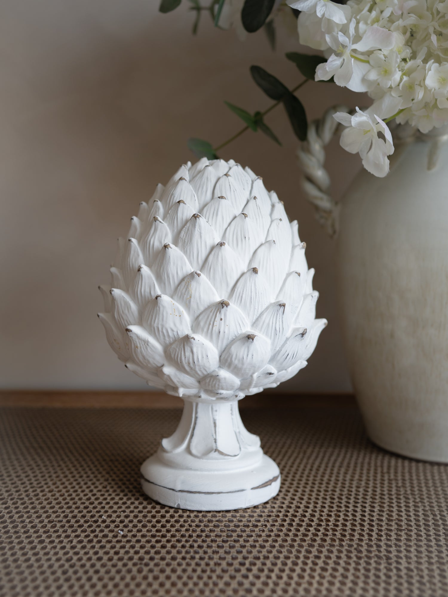 White Rustic Artichoke Decorative Ornament
