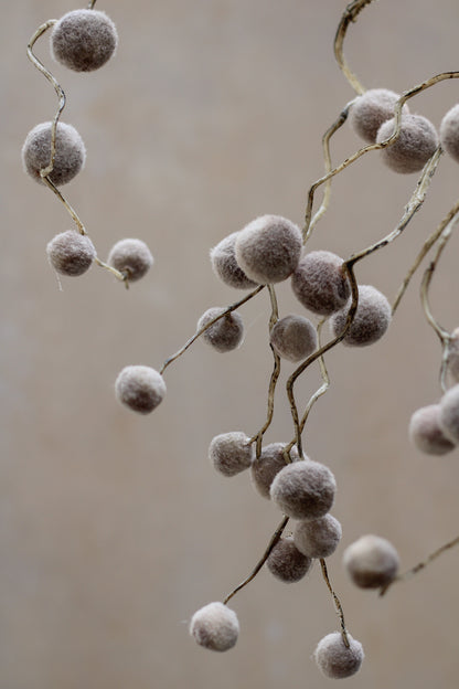 Faux Soft Brown Pom Pom Willow Spray