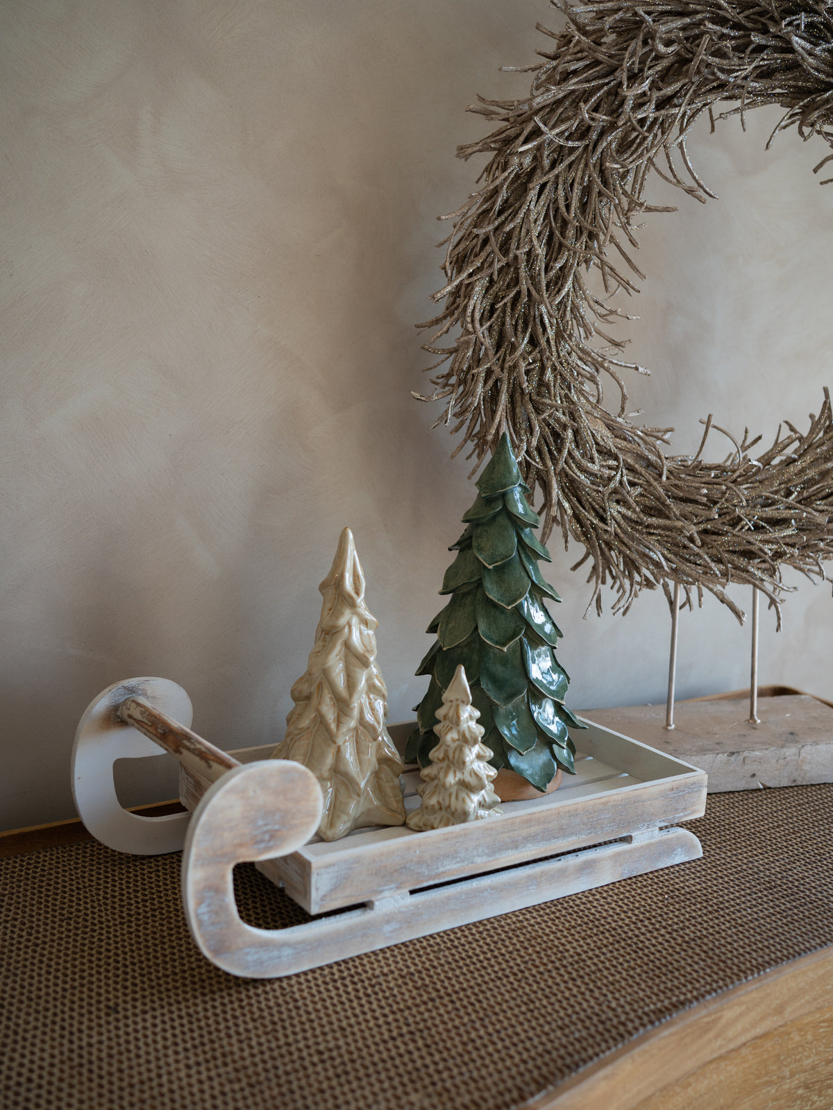 Wooden Sleigh Christmas Styling Tray