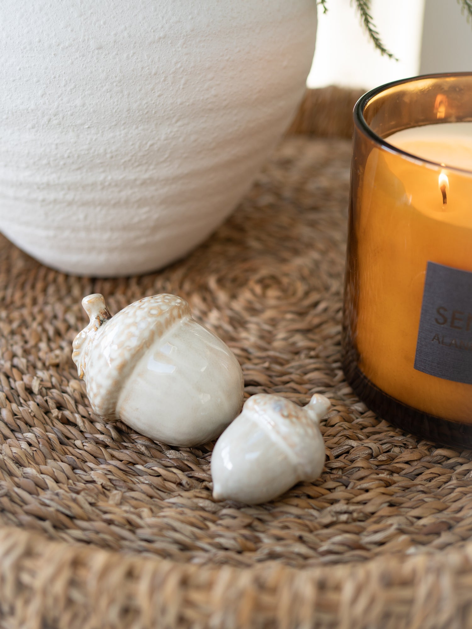 Glazed Ceramic Rustic Acorns | Set of 2